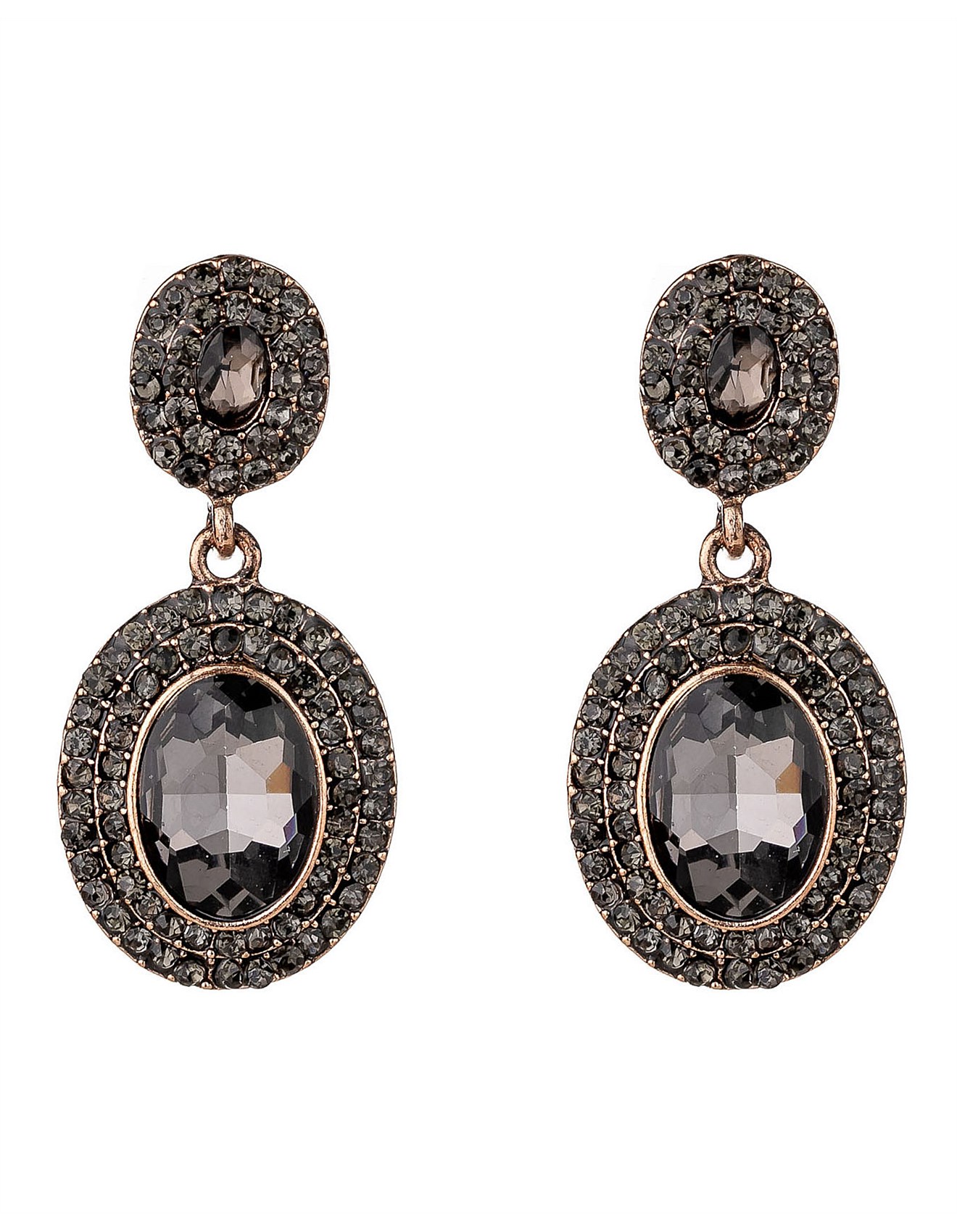 The Two Mrs Grenvilles CAMEO CRYSTAL DROP EARRINGS