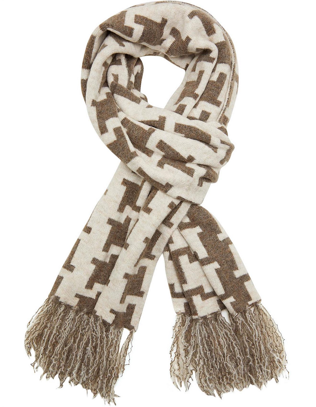 OXFORD INDRA BOUCLE HOUNDS TOOTH SCARF