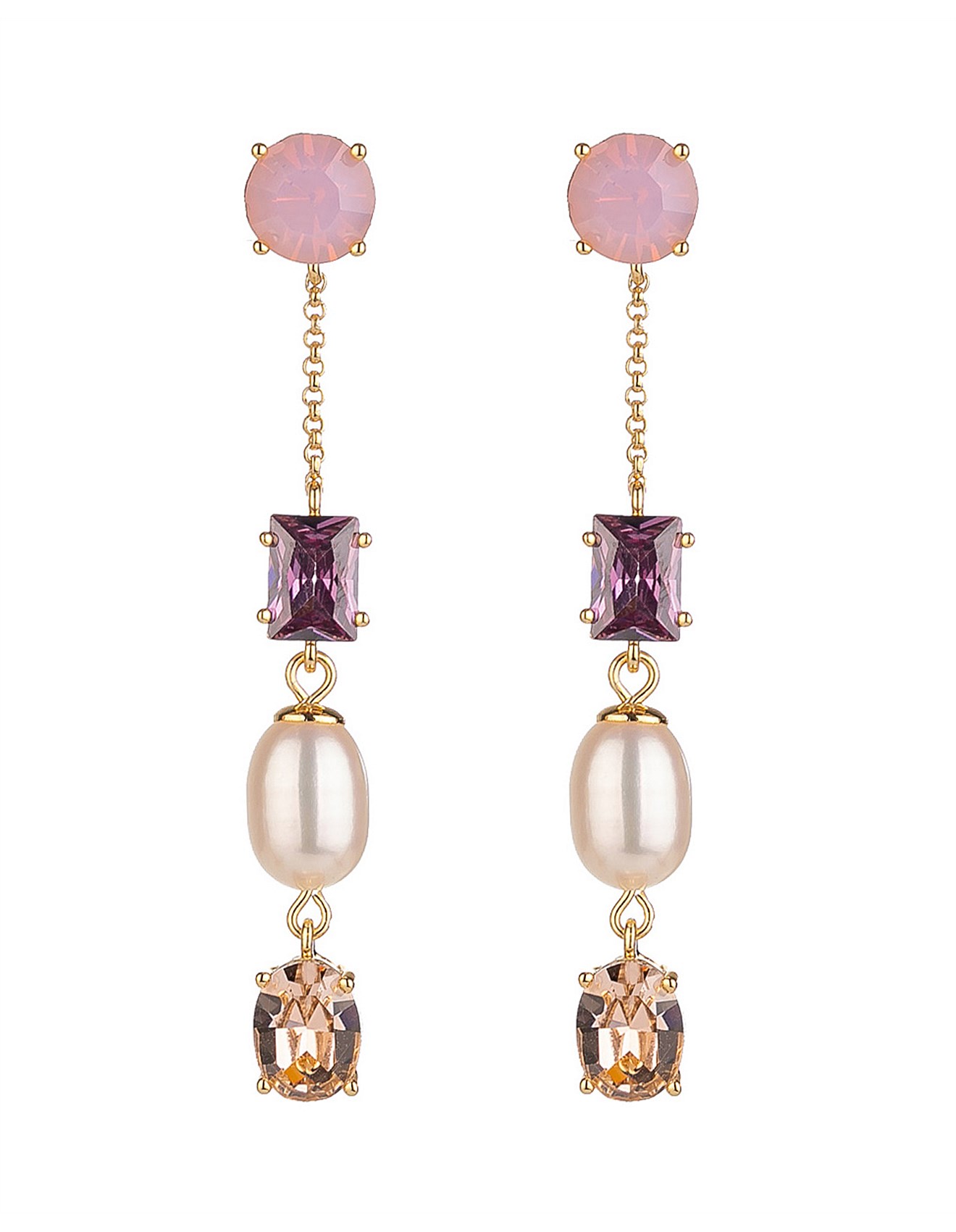 The Two Mrs Grenvilles PEARL/STONE DROP EARRING