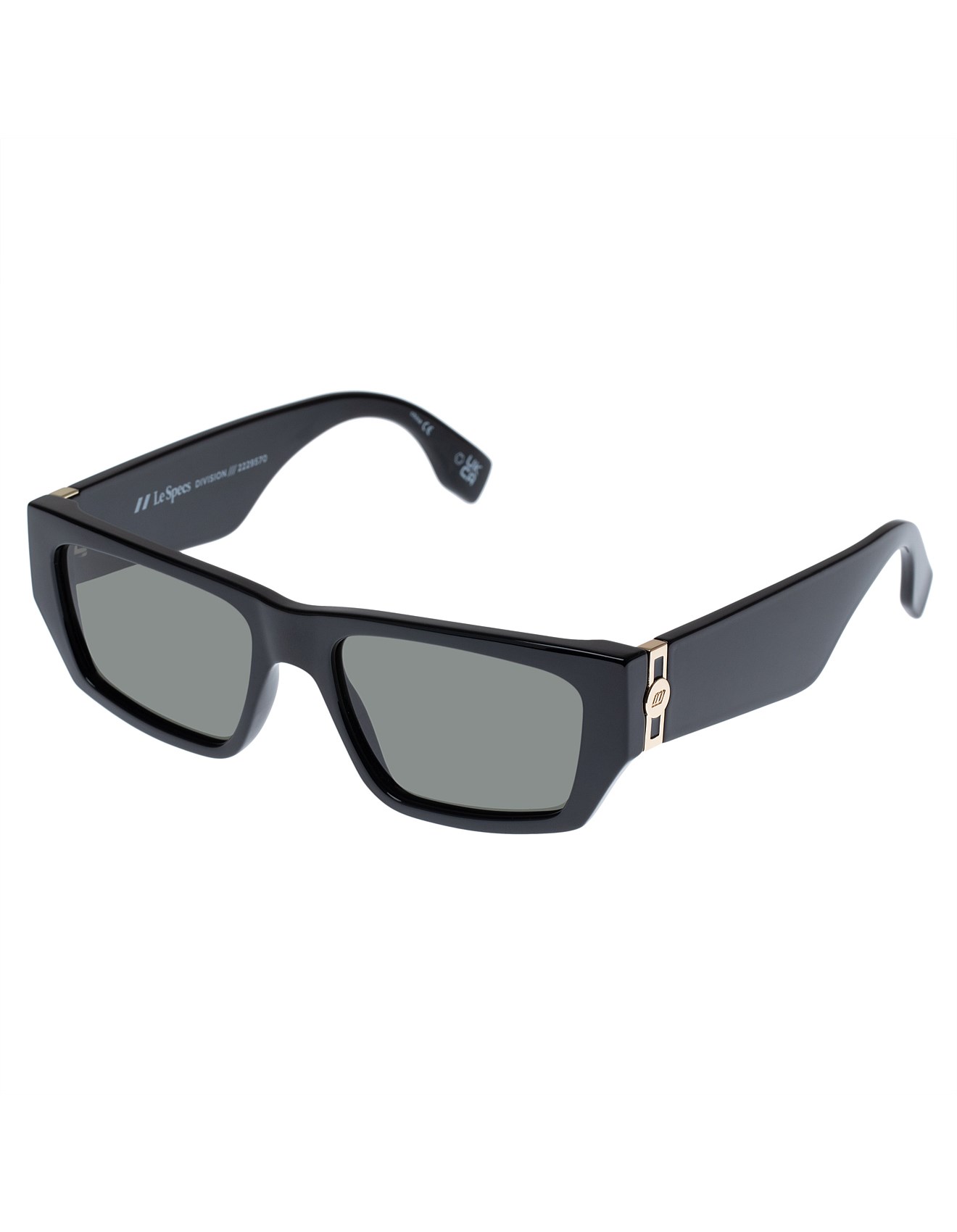 Le Specs Plastic Measures Black Rectangle Sunglasses