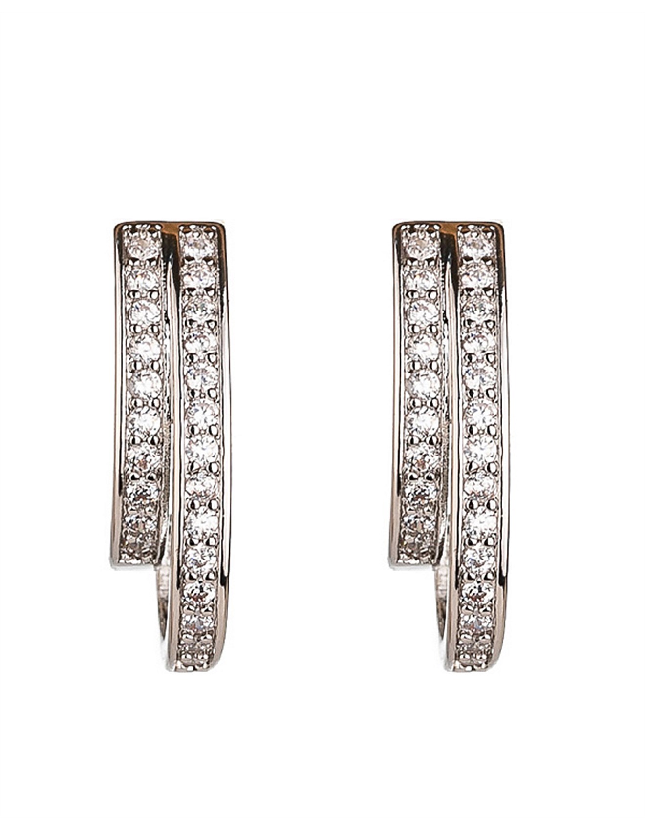 Gregory Ladner DOUBLE STRAND CZ HOOP EARRING