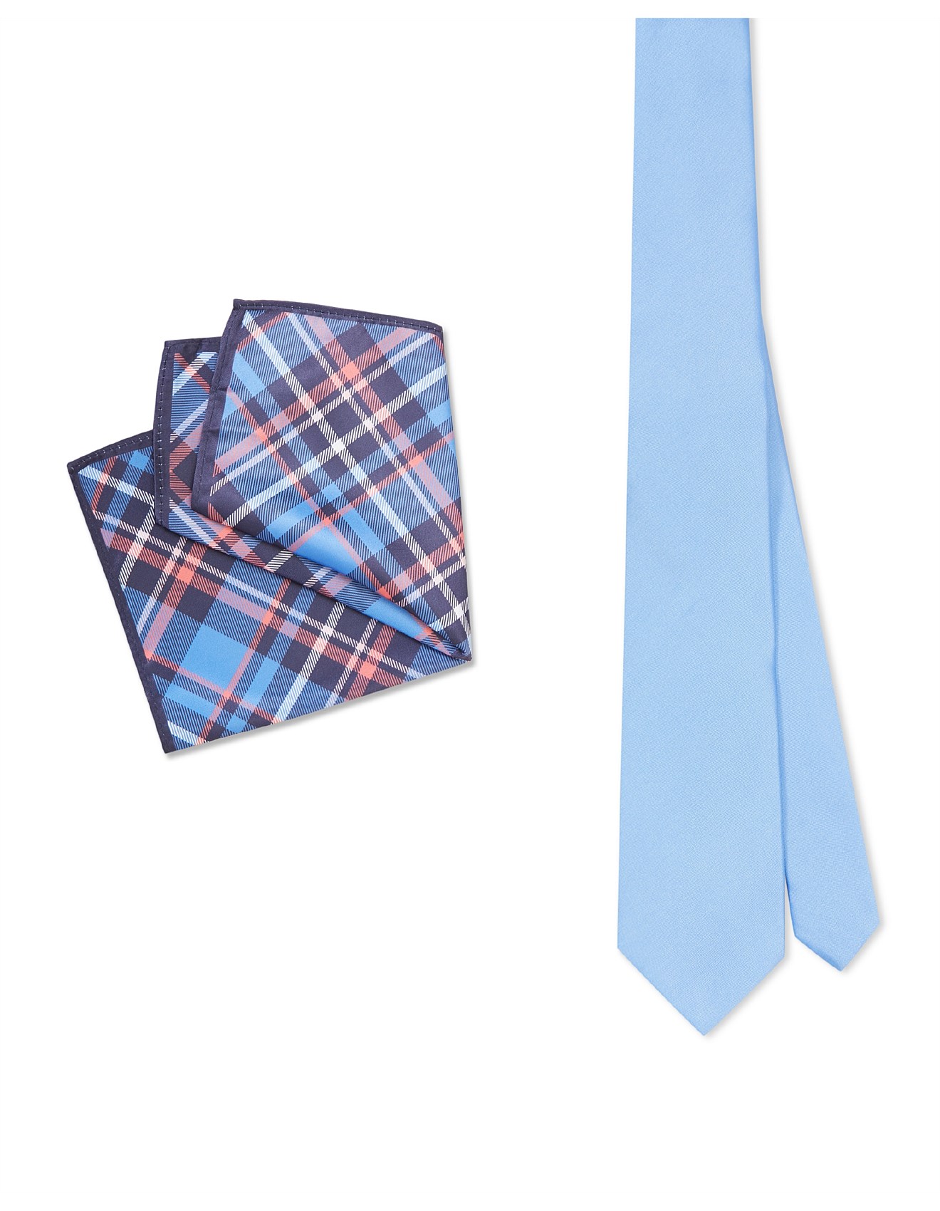 Geoffrey Beene 2PK BLUE & PINK TIE POCKET SQUARE SET