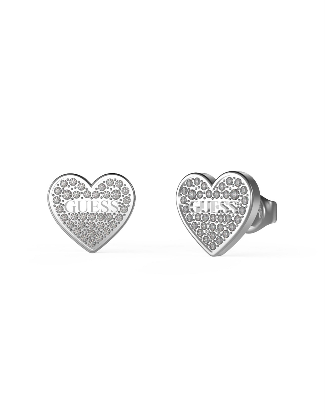 Guess STUDS PARTY PAVE LOGO HEART SILVER Earrings