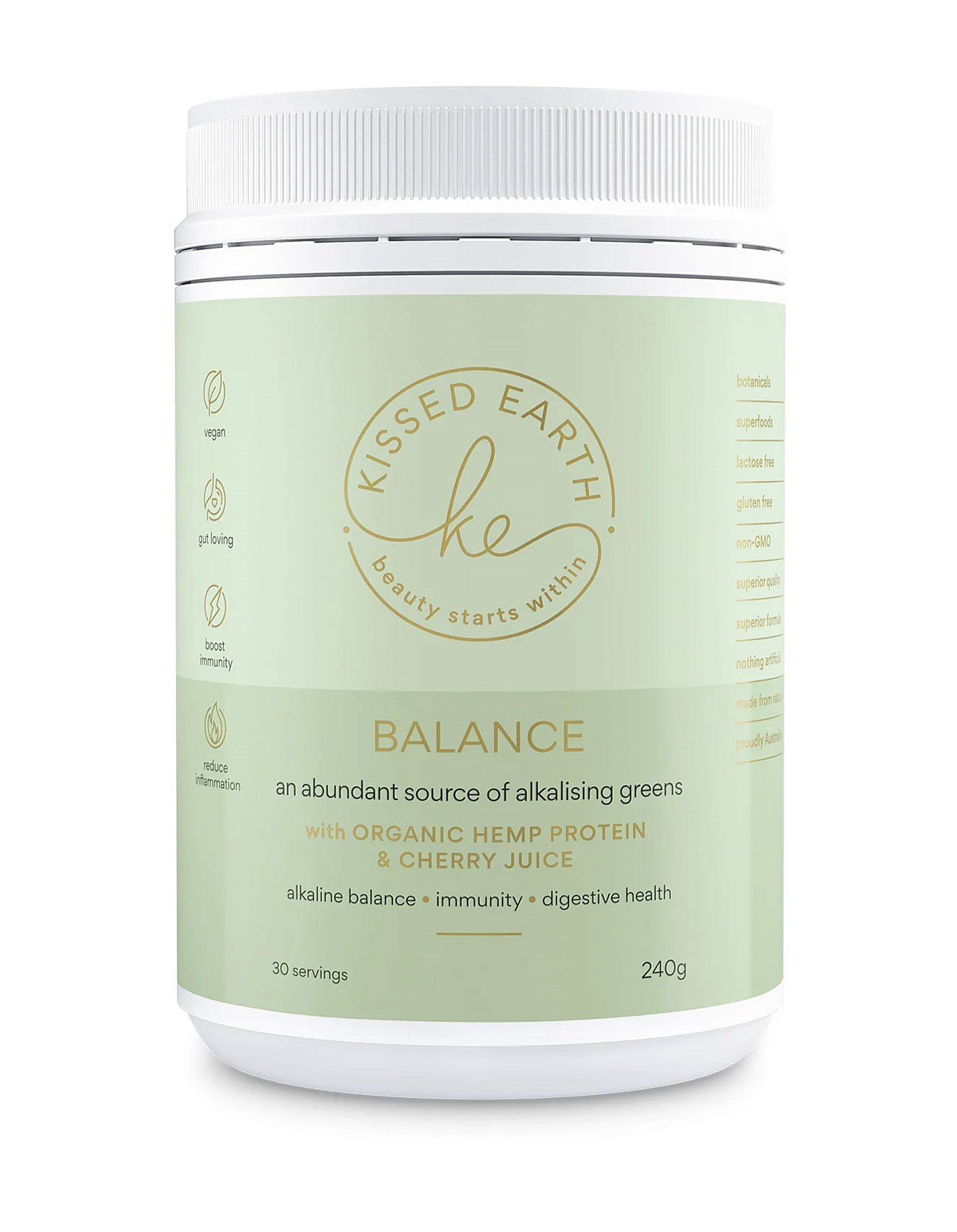 Kissed Earth Balance Alkalising Greens Supplement 240g