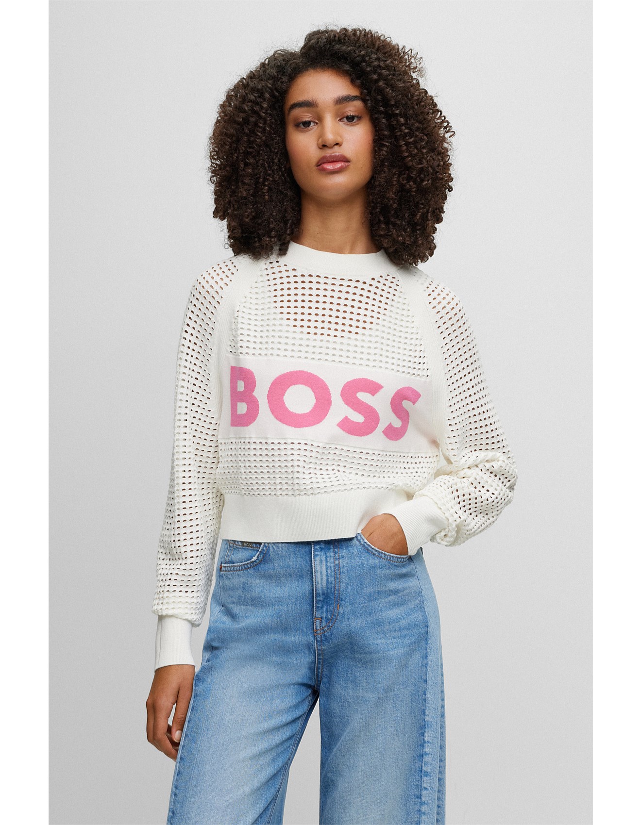 Hugo Boss Logo-detail sweater with open-knit structure