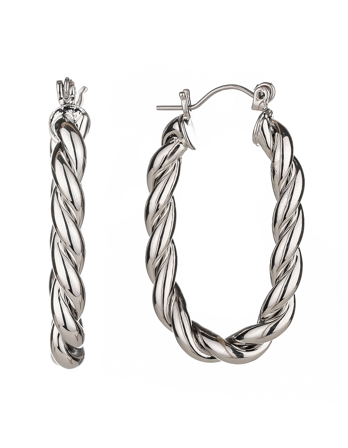 David Jones OVAL TWIST HOOP EARRING