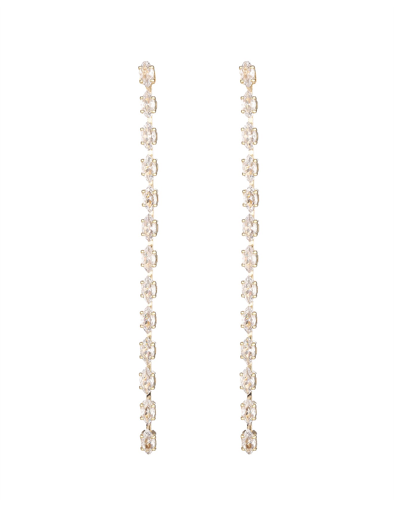 The Two Mrs Grenvilles LONG CZ DROP EARRING