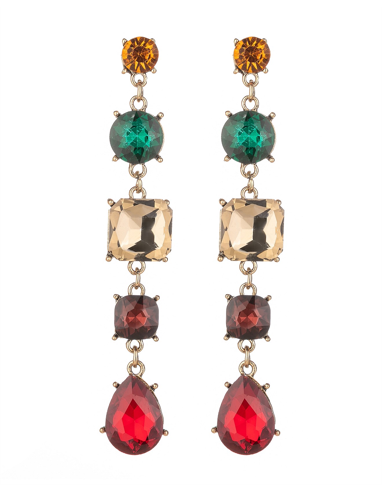 The Two Mrs Grenvilles MULTI STONE DROP EARRING