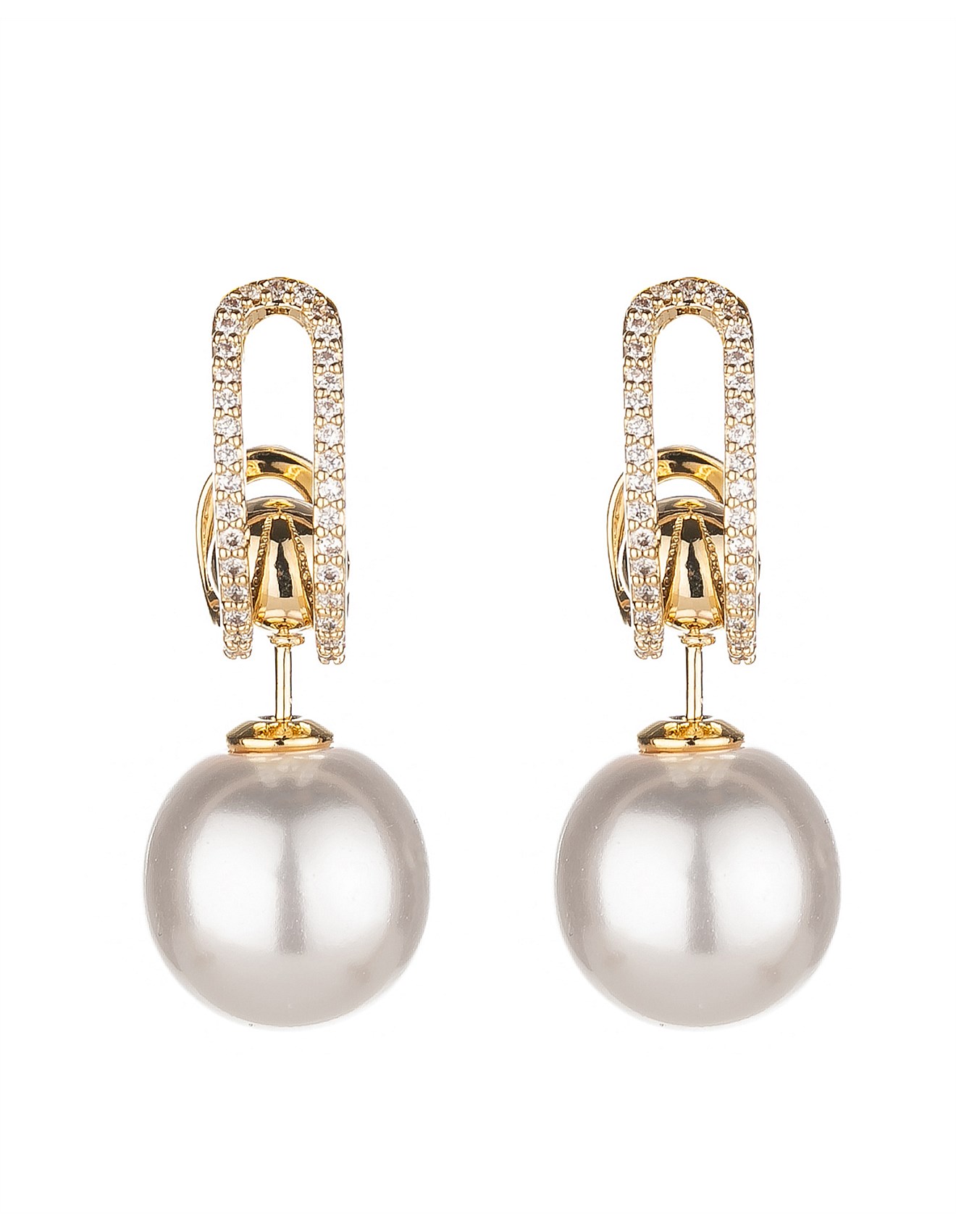 Gregory Ladner PEARL DROP EARRING WITH CUBIC ZIRCONIA