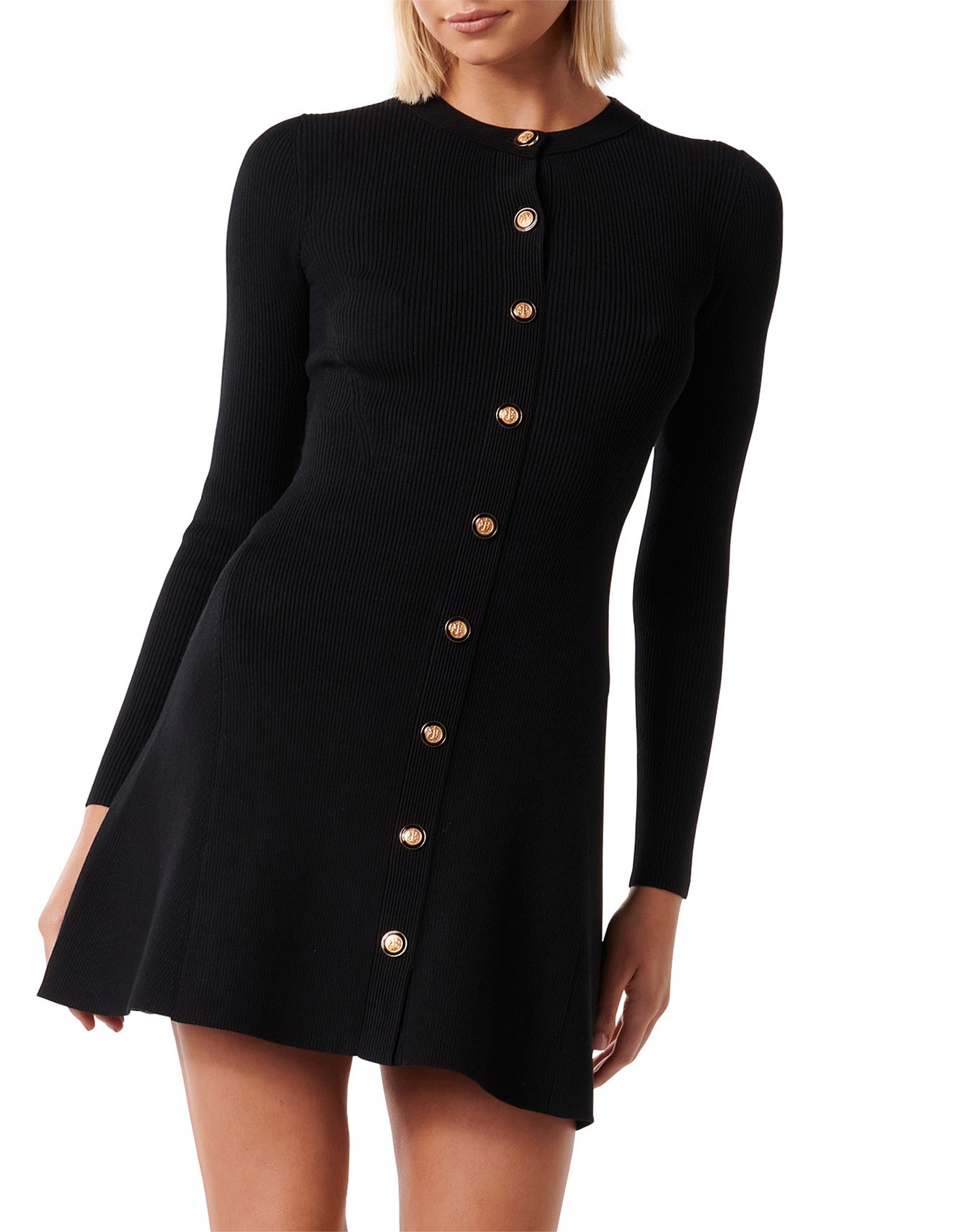 Forever New JOLIE BUTTON THROUGH MINI KNIT DRESS