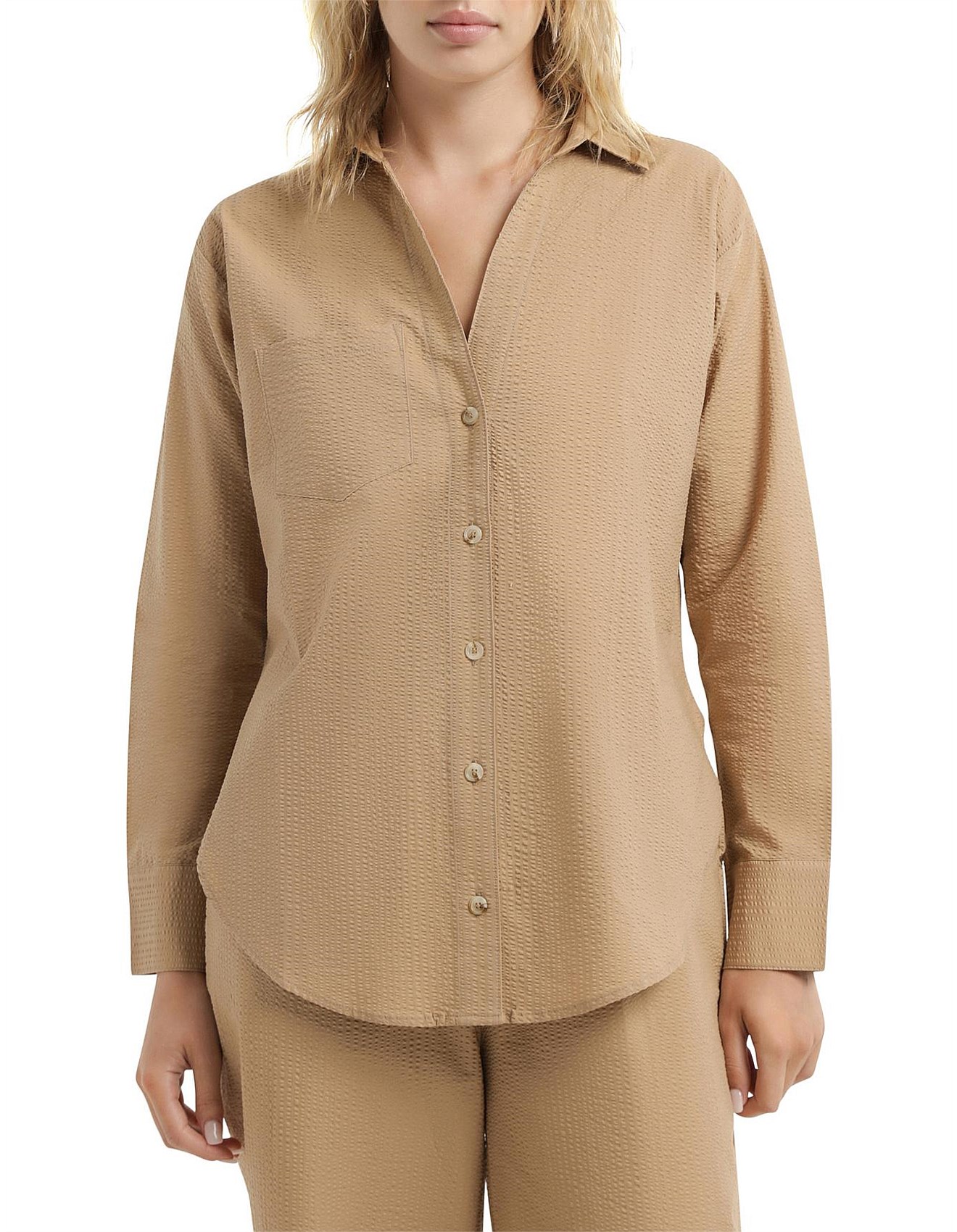 Lulu & Rose Poppy Long Sleeve Shirt in Camel