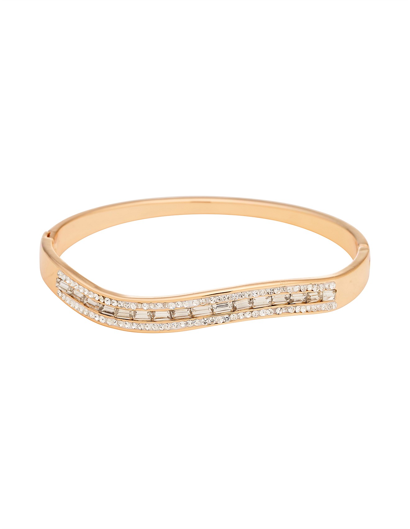 David Lawrence BAGUETTE CRYSTAL SET HINGE BANGLE