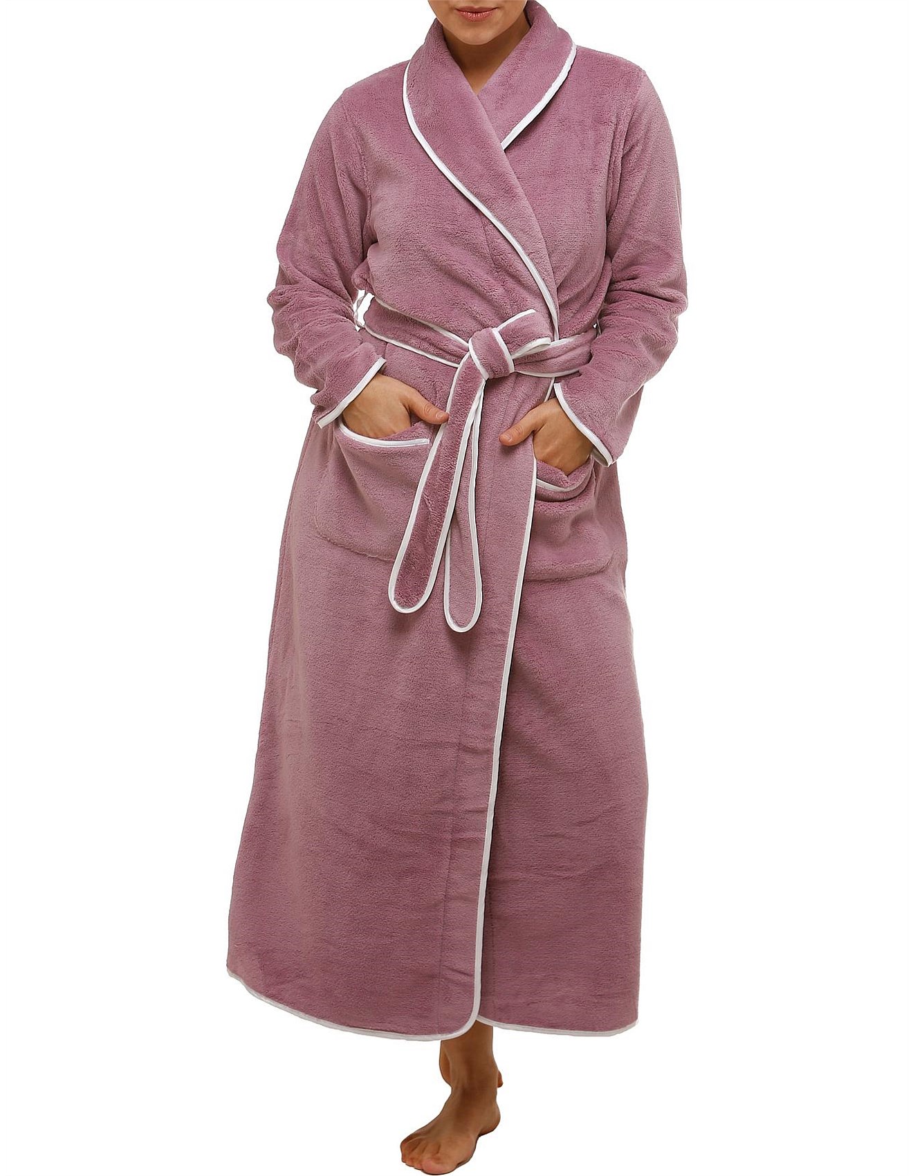 Yuu satin trim long robe