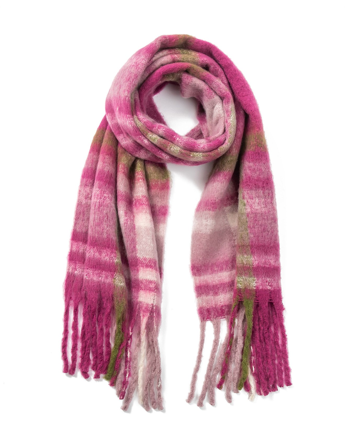 Gregory Ladner TARTAN SCARF WITH LONG FRINGE