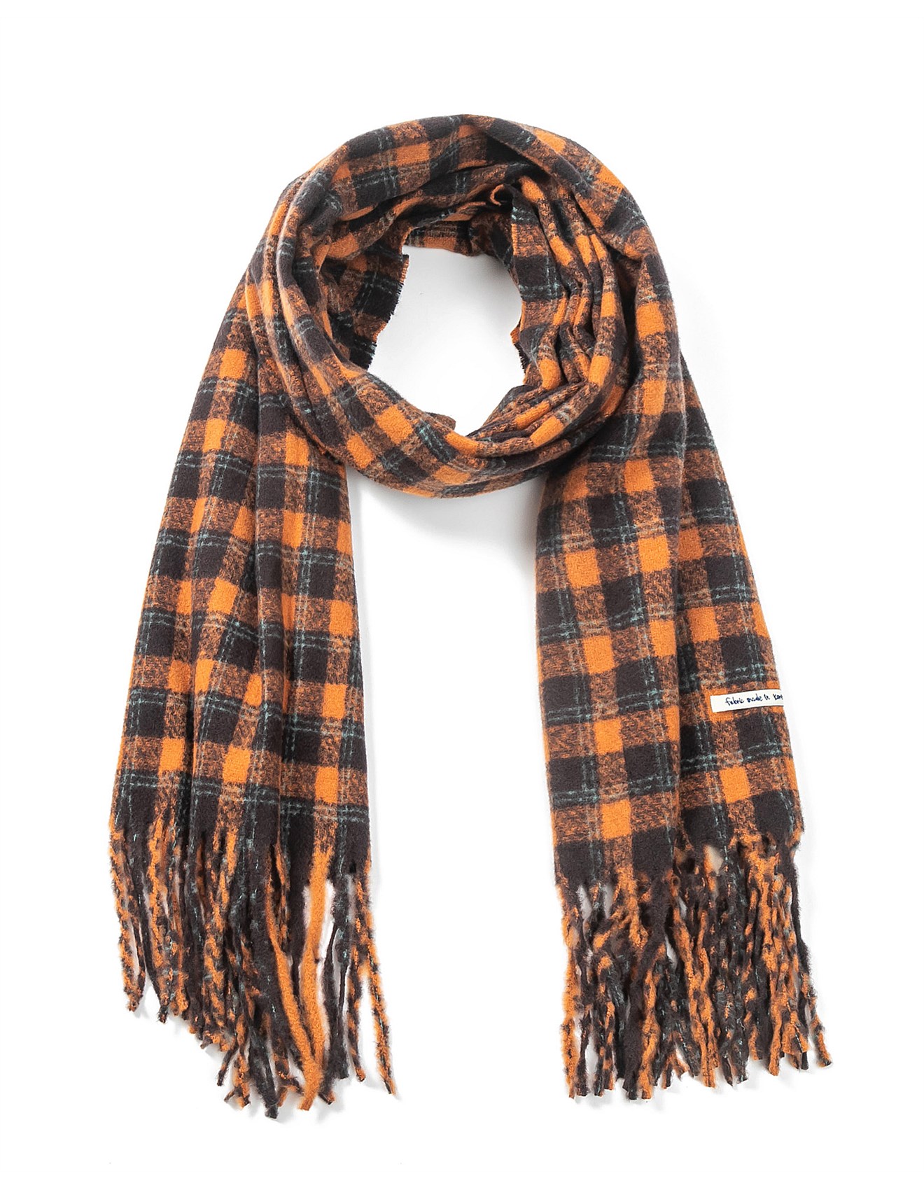 Gregory Ladner CHECK SCARF WITH FRAYED EDGE