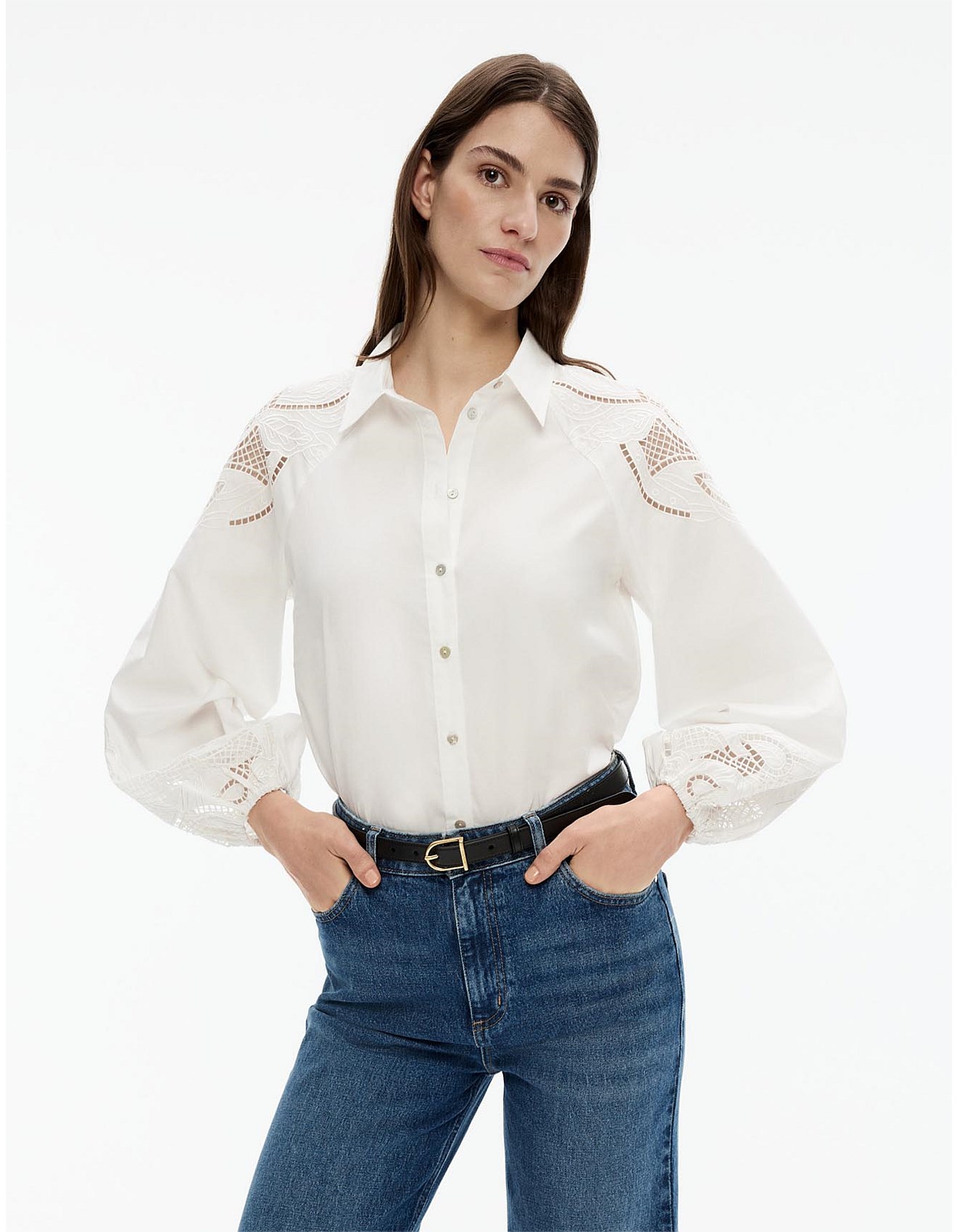 Witchery Cotton Broderie Blouse