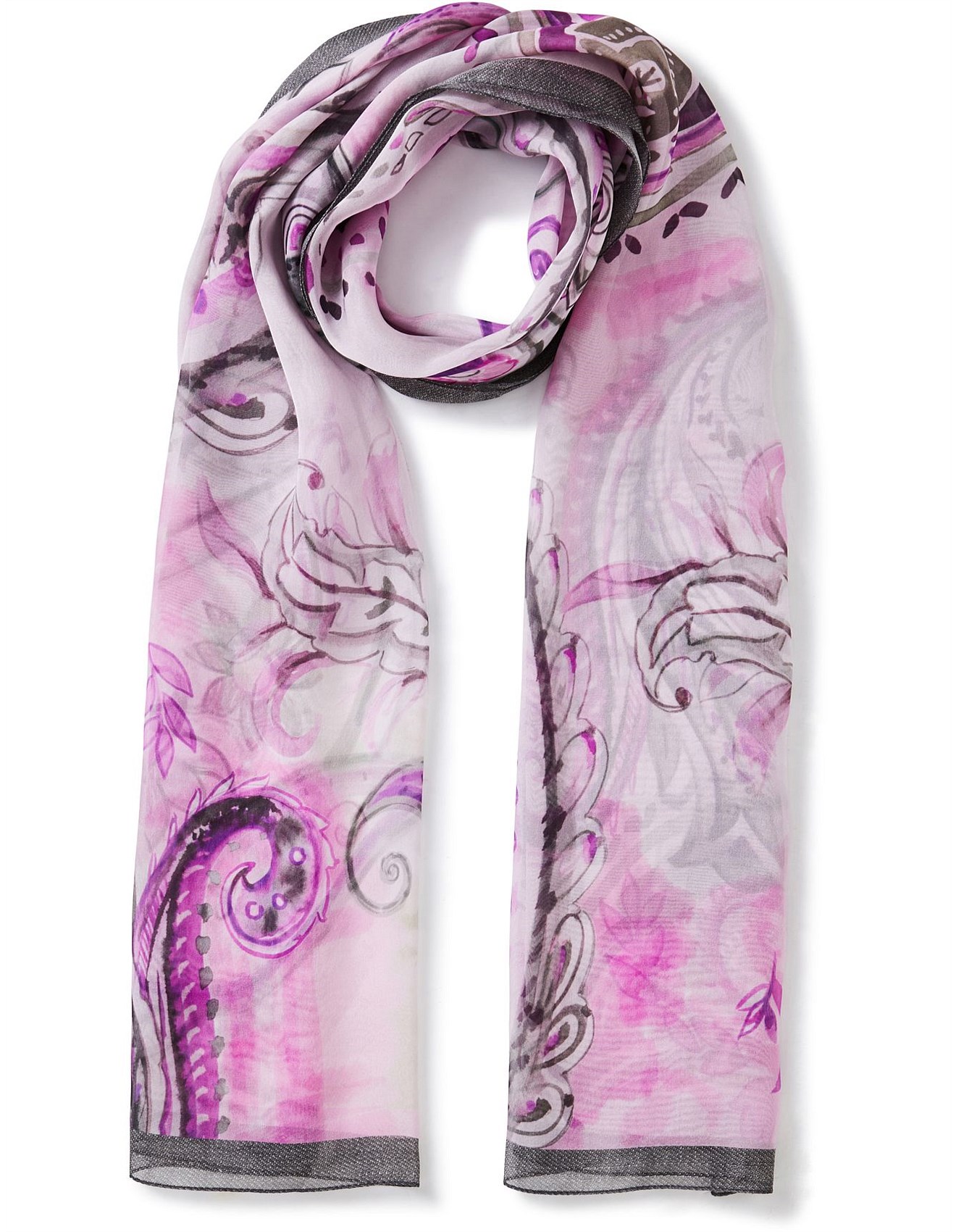 Milana SILK MUSLIN SCARF 70X180CM FRESCO PAISLEY