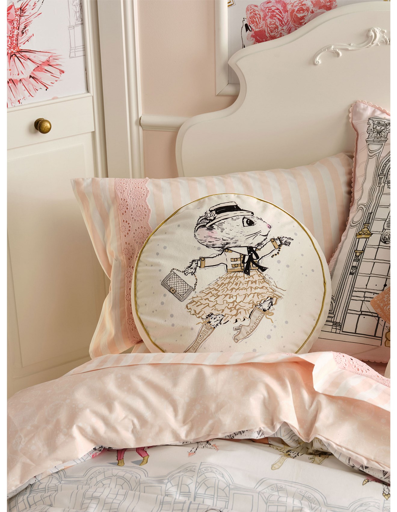 Claris The Mouse Gold Round Cushion
