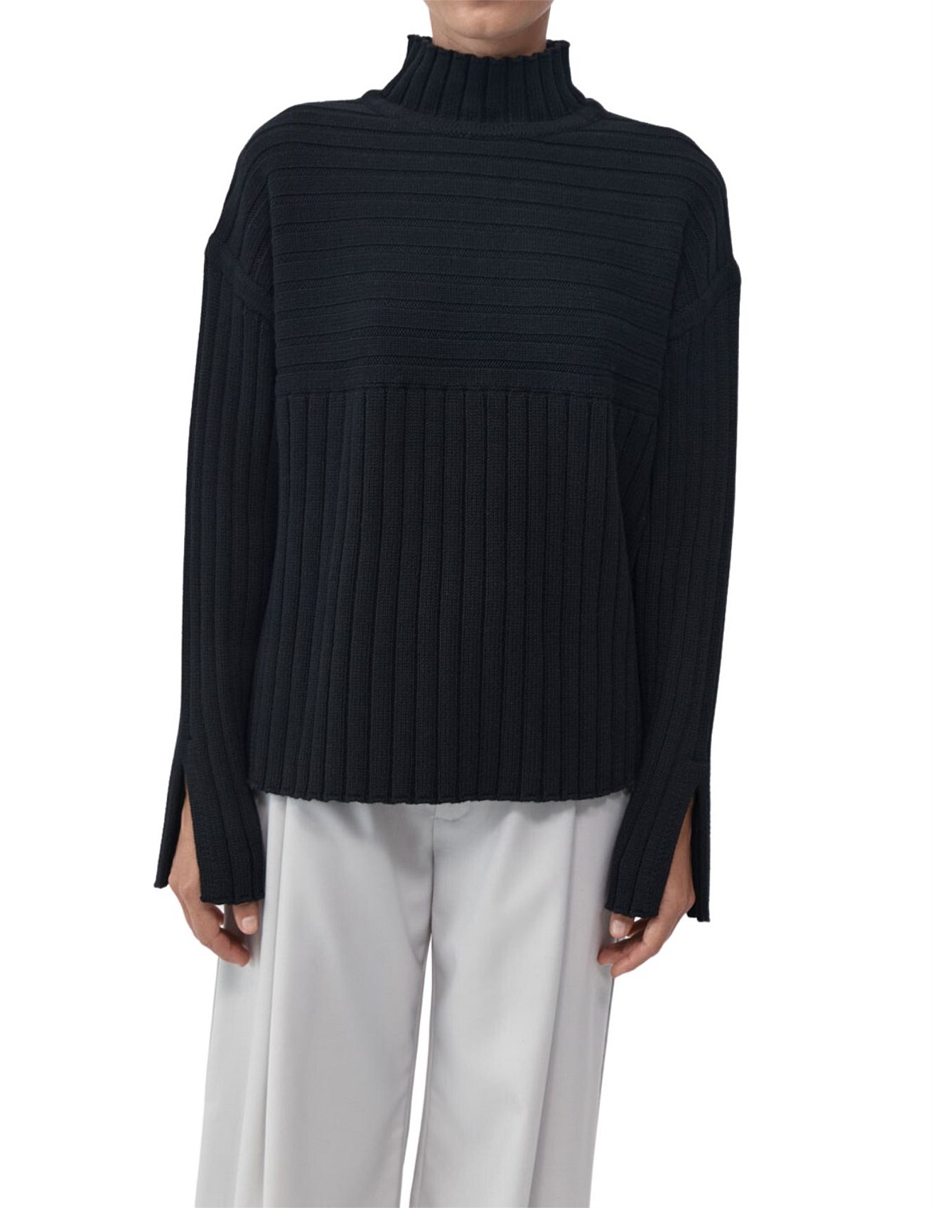 St Agni Mock Neck Rib Knit Jumper