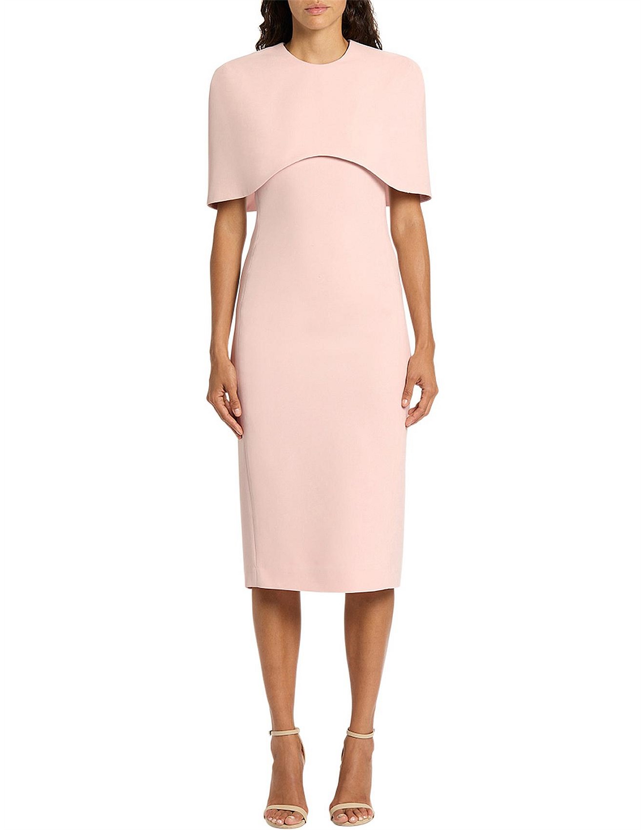 Carla Zampatti PEONY CREPE CURVED CAPE MIDI DRESS