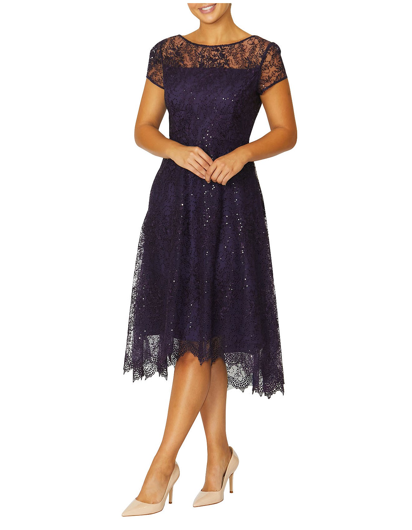 Anthea Crawford STELLAR AUBERGINE A-LINE DRESS