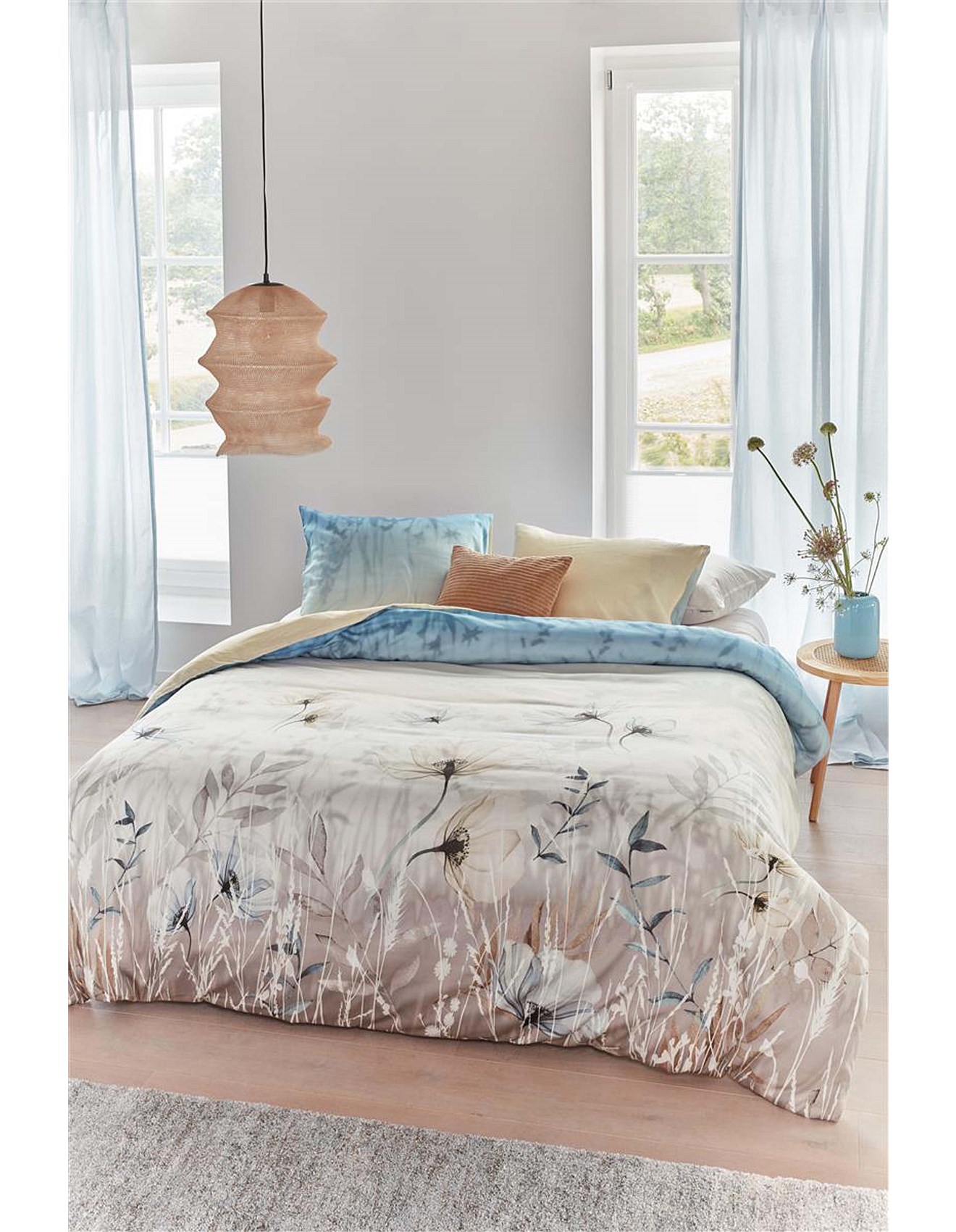 Bedding House Isabelle Light Blue Sateen Cotton Quilt Cover Set - King Bed