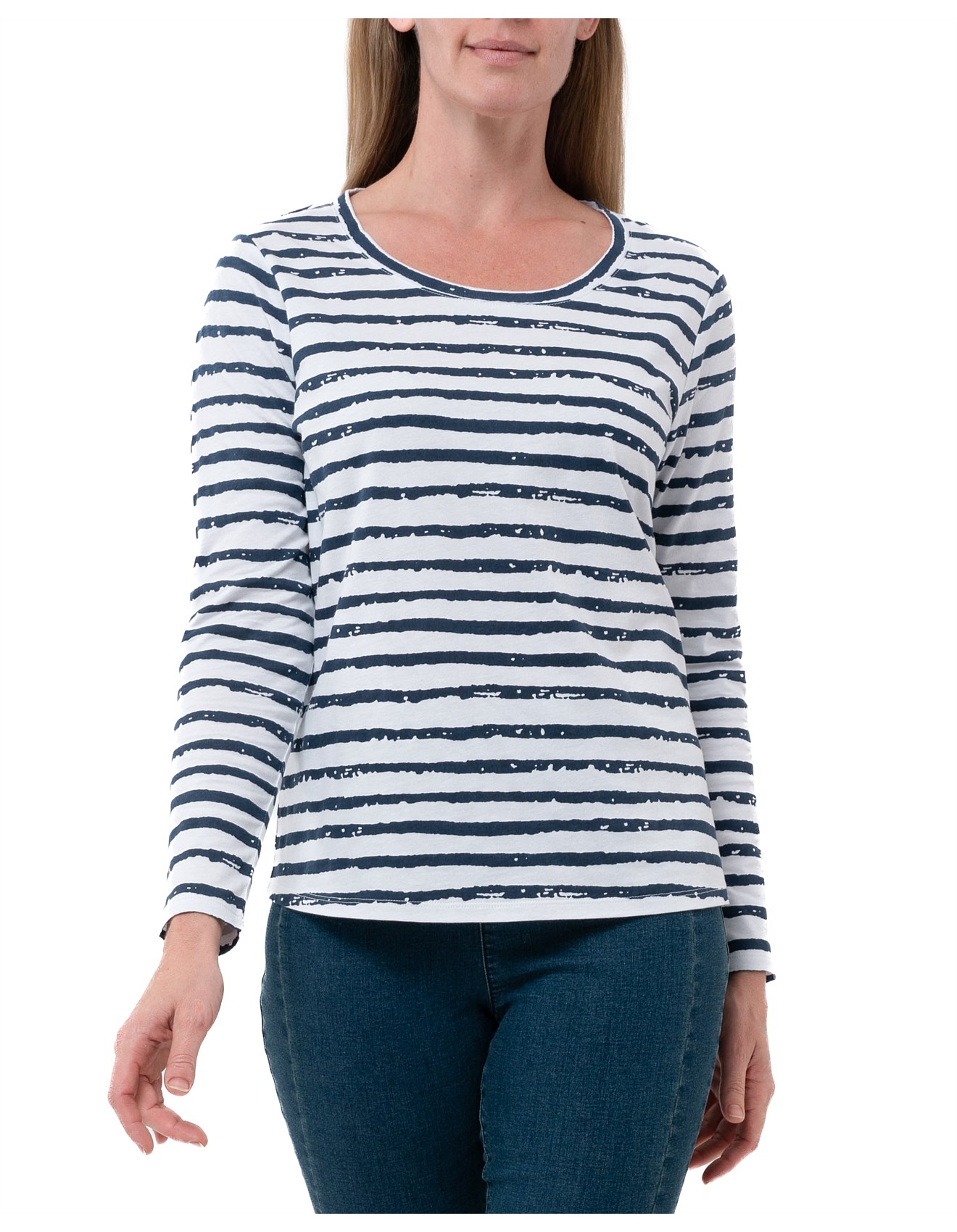 Jump Distressed Stripe Long Sleeve Tee