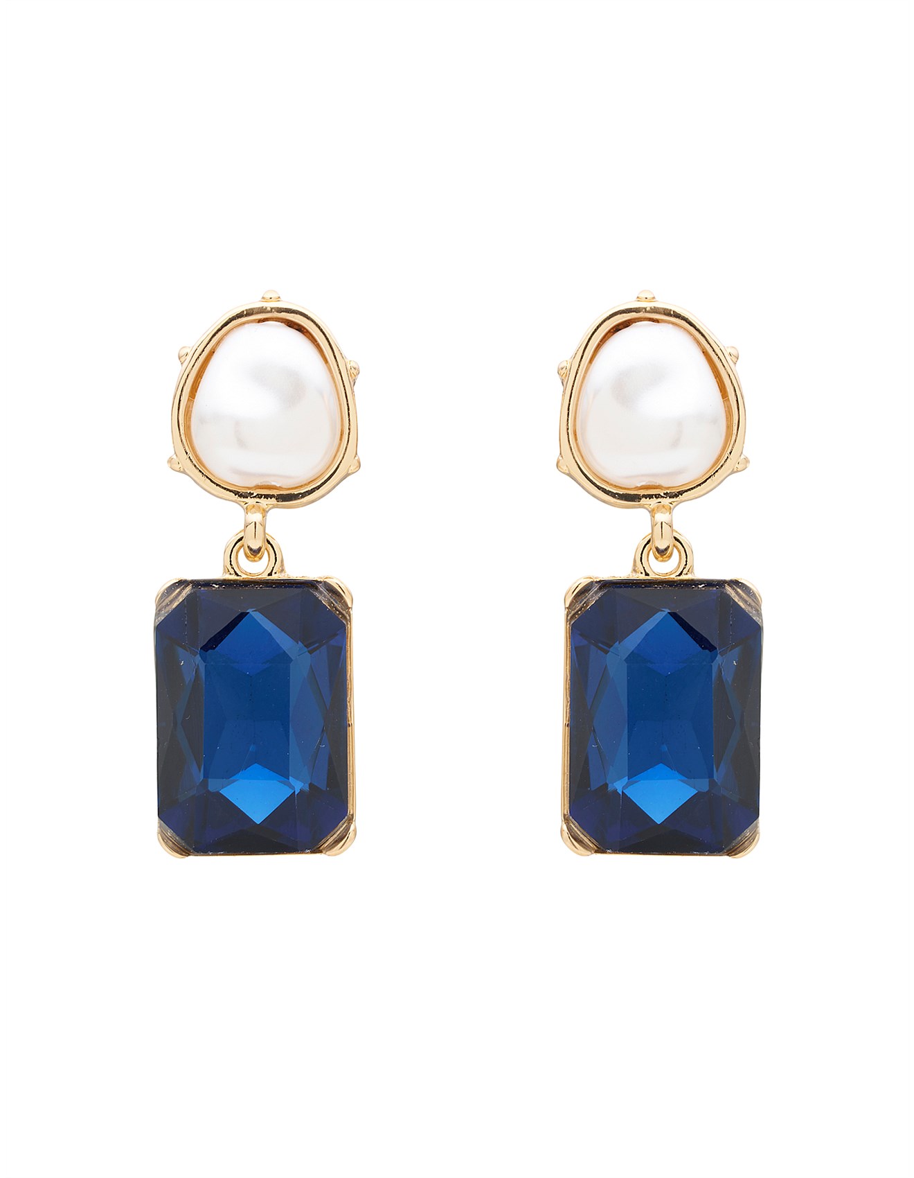 Amelie PEARLINE RECTANGLE STONE EARRINGS