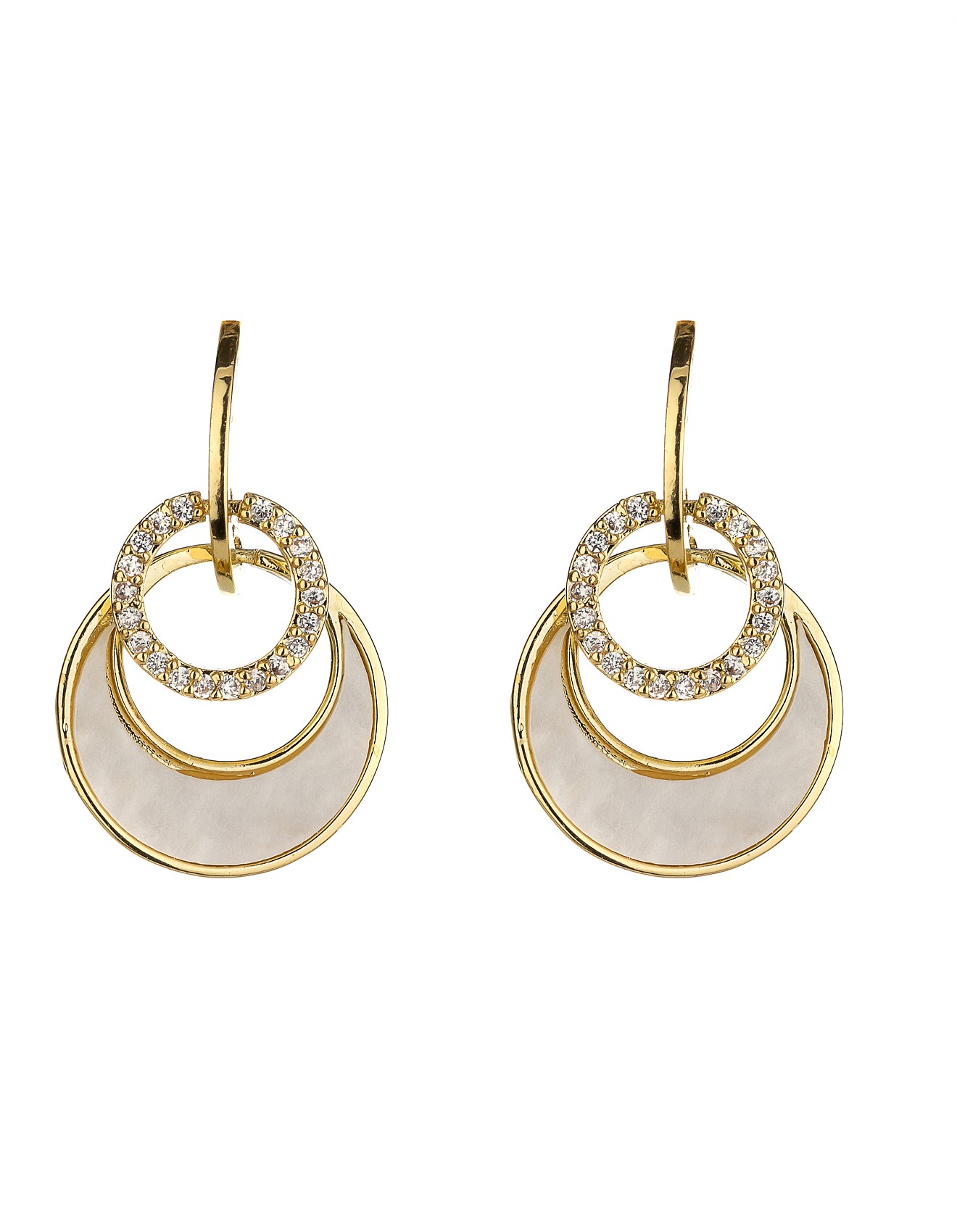 David Jones DOUBLE DROP EARRING WITH MOTHER OF PEARL AND CZ