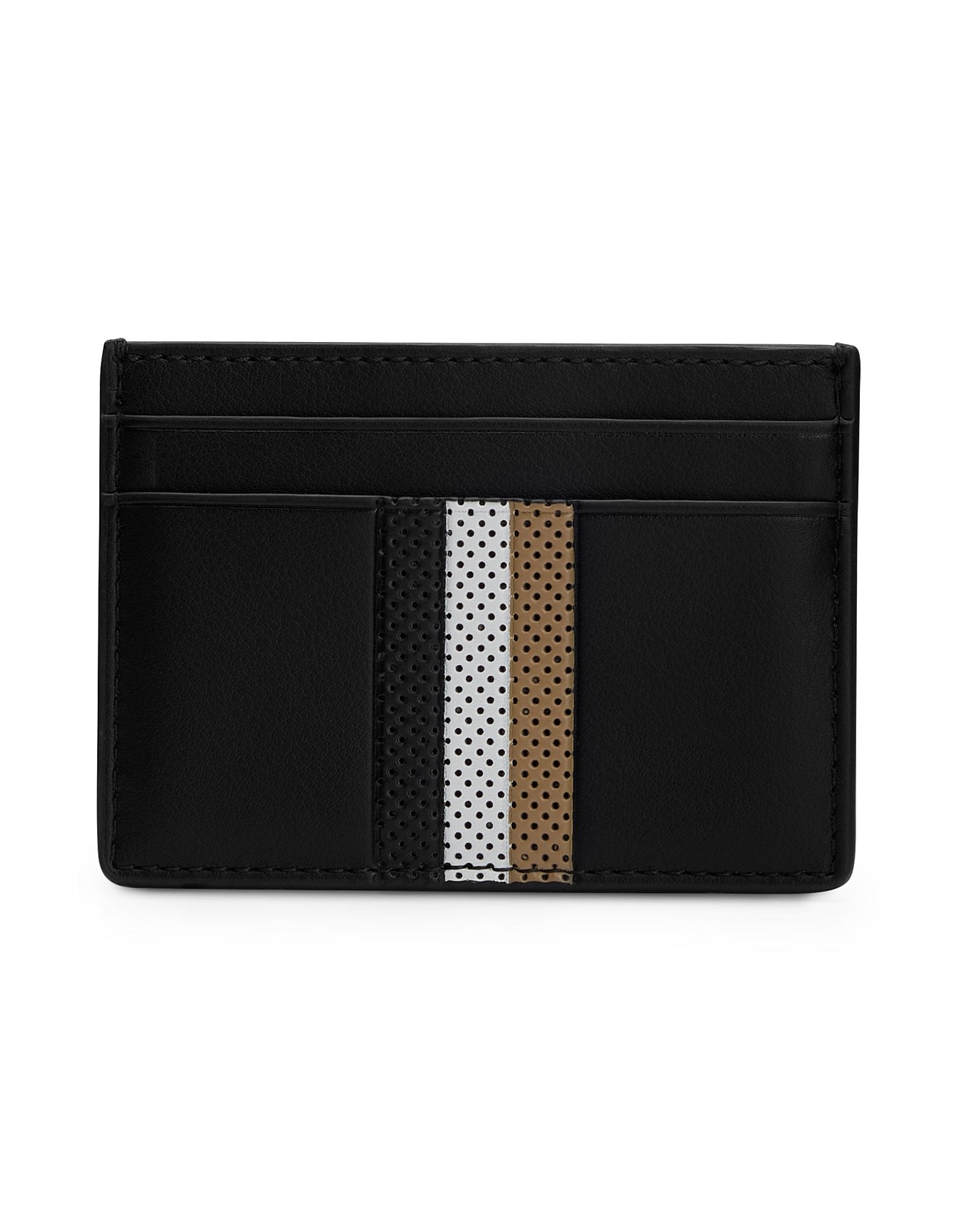 Hugo Boss Signature-stripe card holder in faux leather