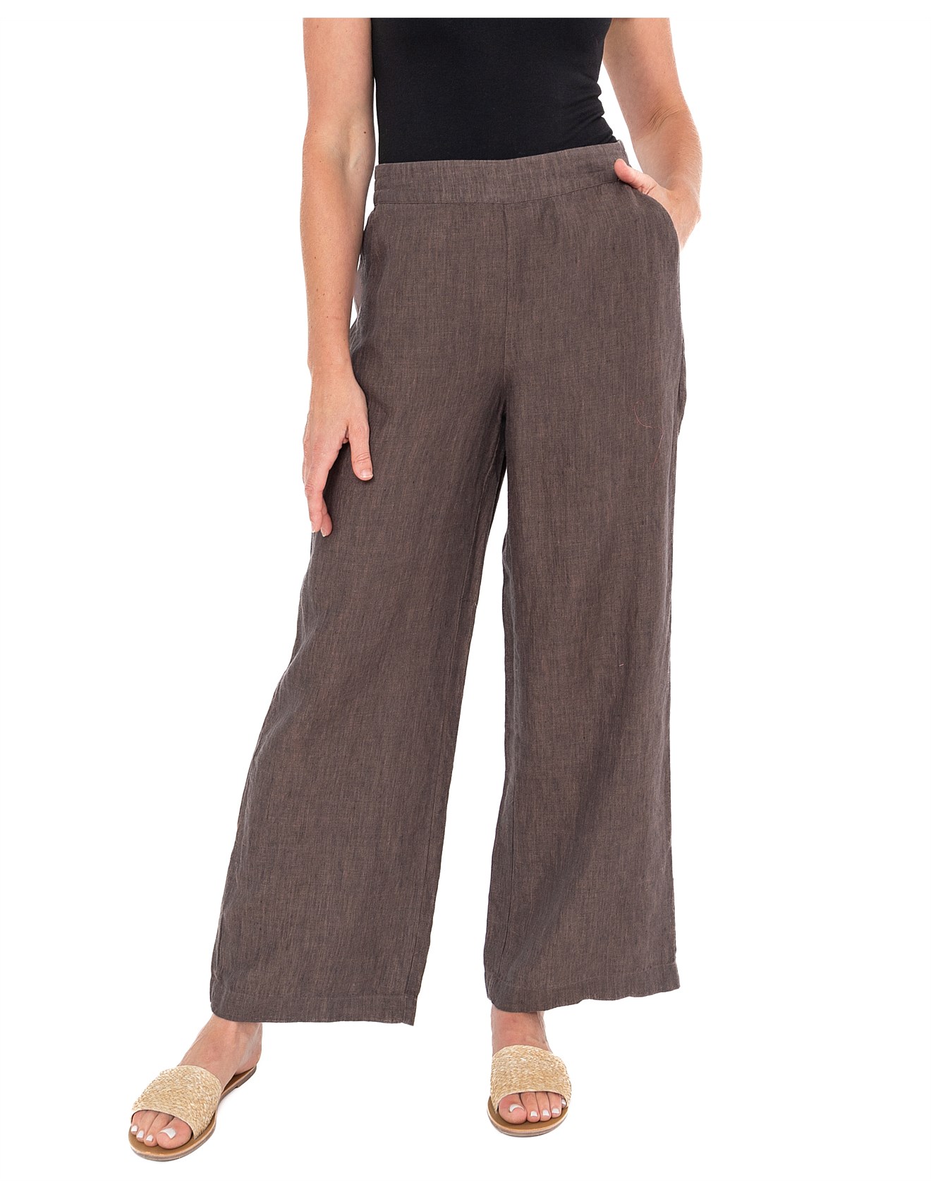 Jump Flat Front Wide Leg Linen Pant