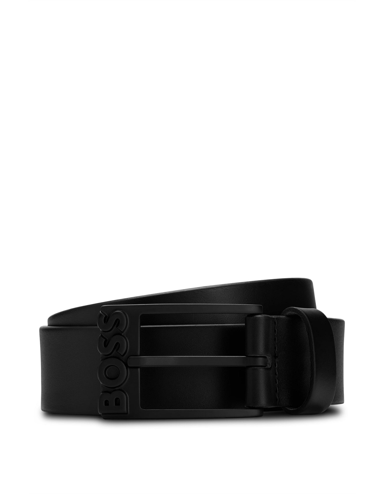 Hugo Boss Italian-leather belt with matte-black logo buckle