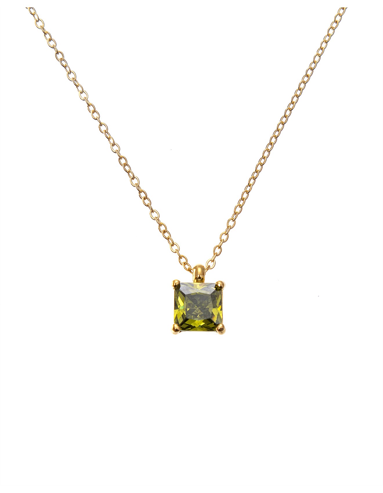 Gregory Ladner CHAIN NECKLET WITH SQUARE STONE PENDANT