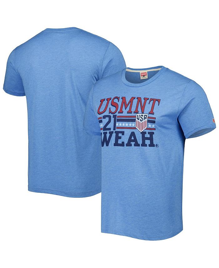 Homage Men's Timothy Weah Light Blue USMNT Jersey Tri-Blend T-shirt