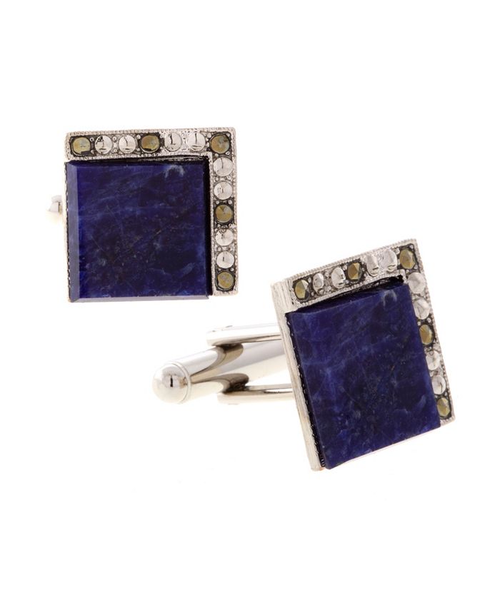 1928 Jewelry Silver-Tone Sodalite Square Cufflinks