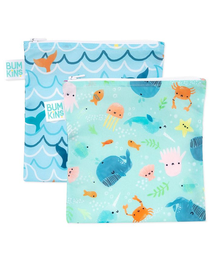 Bumkins Boys or Baby Girls Reusable Sandwich Bags, Pack of 2