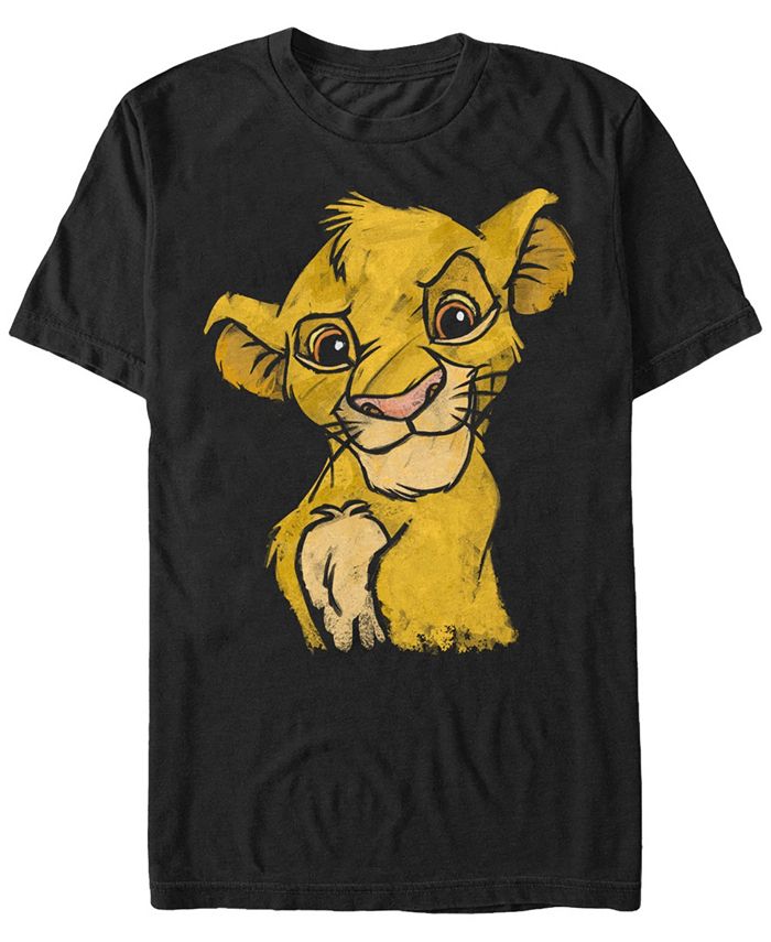 Fifth Sun Disney Men's Lion King Young Simba Smiling Portrait Sketch Short Sleeve T-Shirt