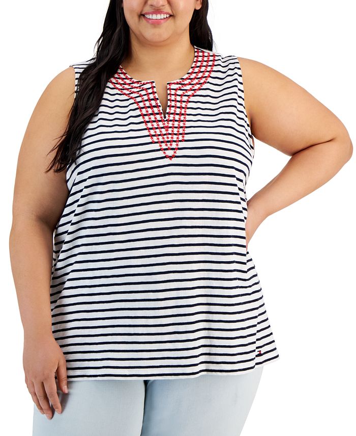 Tommy Hilfiger Plus Size Embroidered Star Tank Top