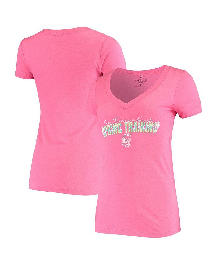 Soft As A Grape Women's Pink San Francisco Giants Spring Training Circle Ribbon V-Neck Tri-Blend T-shirt