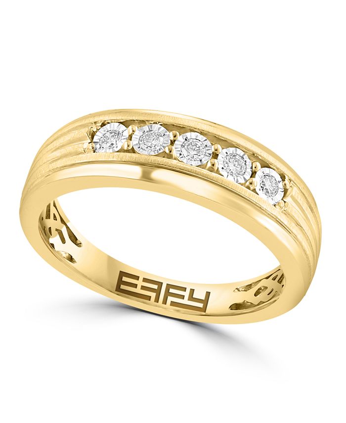 EFFY Collection EFFY? Men's Diamond Band (1/6 ct. t.w.) Ring in 14k Gold-Plated Sterling Silver