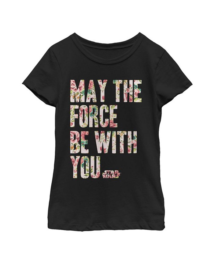 Disney Lucasfilm Girl's Star Wars May the Force Be With You Floral Child T-Shirt