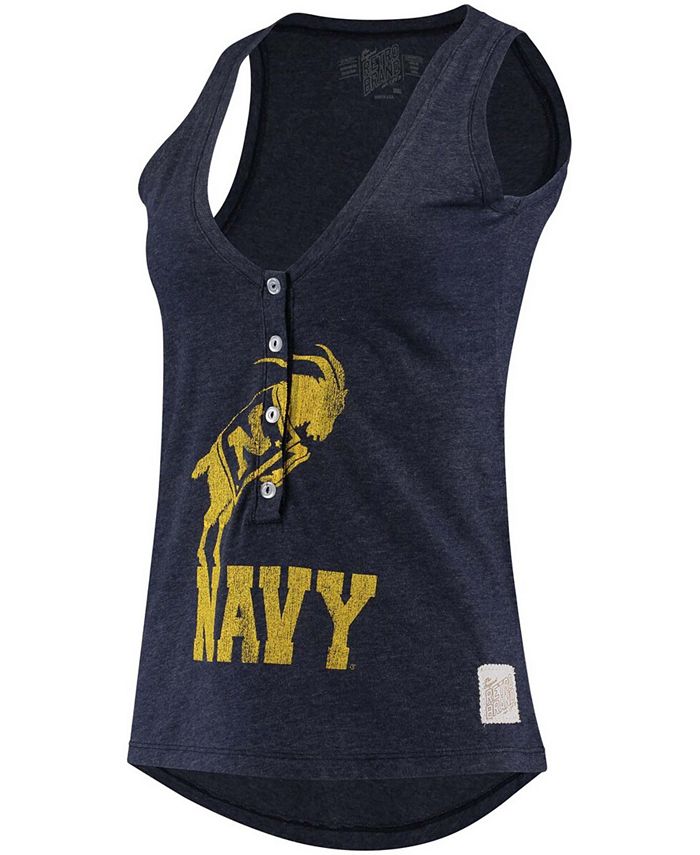 Original Retro Brand Women's Navy Navy Midshipmen Relaxed Henley Tank Top
