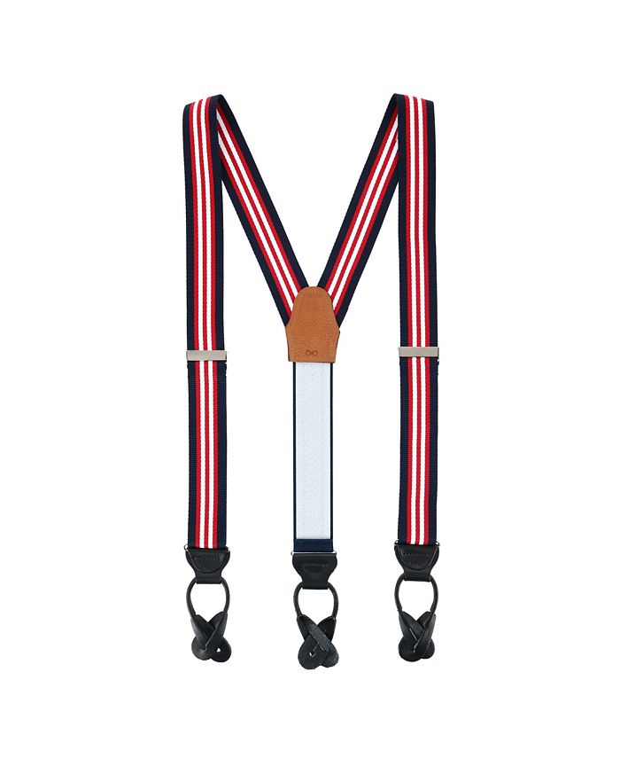 TRAFALGAR Sumner 35mm Grosgrain Weave Striped Button End Suspenders