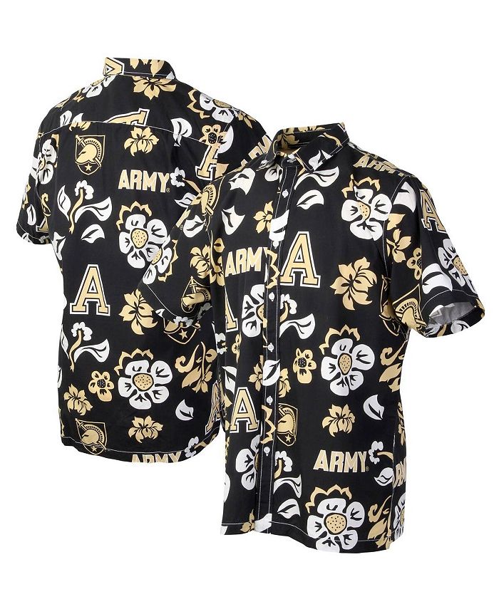 Wes & Willy Men's Black Army Black Knights Floral Button-Up Shirt