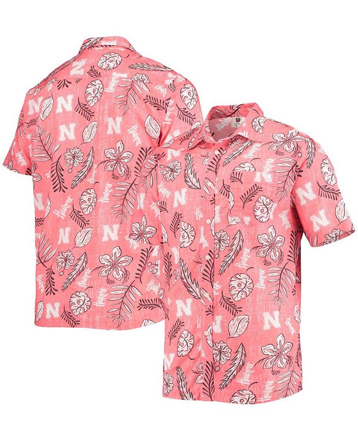 Wes & Willy Men's Scarlet Nebraska Huskers Vintage-Like Floral Button-Up Shirt