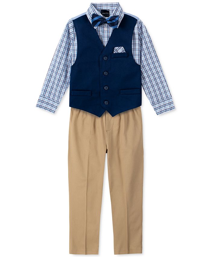 Nautica Toddler Boys 4-Pc. Twill Vest Set