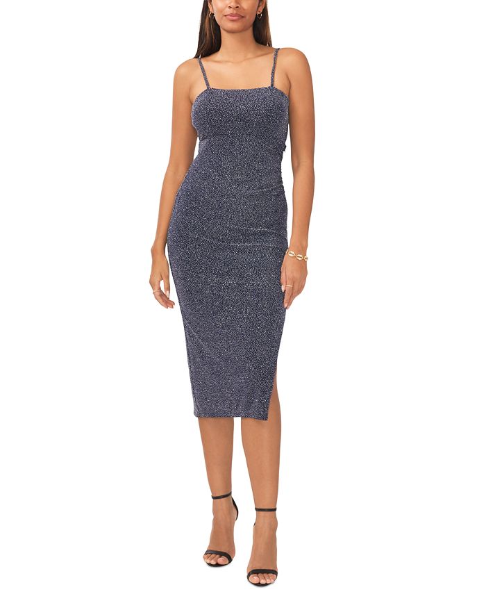 1.STATE Women's Spaghetti-Strap Glitter-Knit Midi Dress