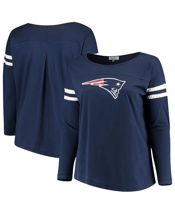 Touch Women's Navy New England Patriots Plus Size Free Agent Long Sleeve T-shirt