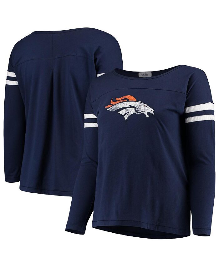 Touch Women's by Alyssa Milano Navy Denver Broncos Plus Size Free Agent Long Sleeve T-shirt