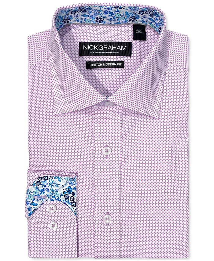 Nick Graham Men's Modern-Fit Dot-Print Dress Shirt